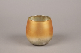 A025G2 Gold glass candle jar D13cm H13cm