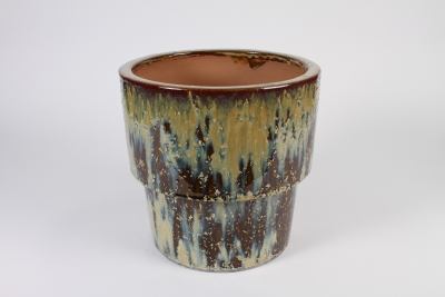 A025LG Old beige ceramic planter D30cm H29cm