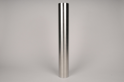 A026E0 Bougeoir cylindre m�tal argent D7.5cm H55cm