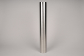 A026E0 Bougeoir cylindre métal argent D7.5cm H55cm