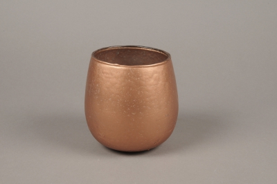 A026G2 Copper glass candle jar D13cm H13cm