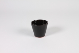 A026N6 Cache-pot en céramique noir D8cm H7cm