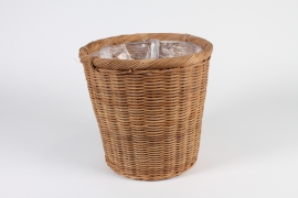 A027A5 Cache-pot panier en osier naturel D29cm H28cm