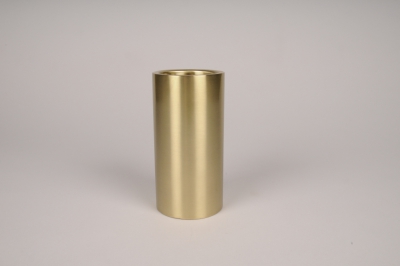 A027E0 Bougeoir cylindre m�tal or D7.5cm H15cm
