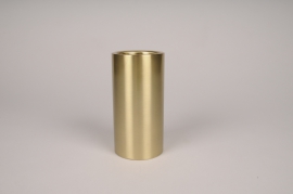 A027E0 Bougeoir cylindre métal or D7.5cm H15cm