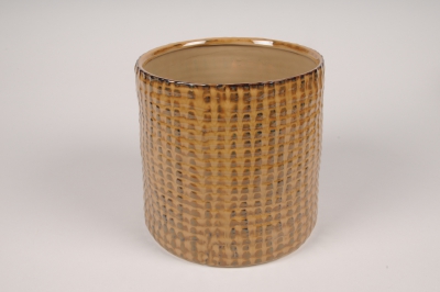 A027L1 Cache-pot en c�ramique marron clair D19cm H18cm