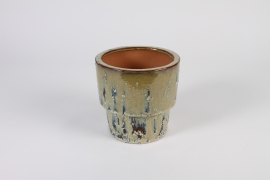 A027LG Cache-pot en céramique beige antique D17cm H16.5cm