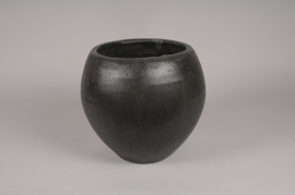 A027TT Pot en résine noir D22cm H20cm