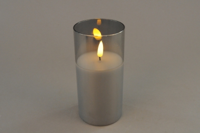 A028A1 Smoked glass photophore LED D7.5cm H15cm