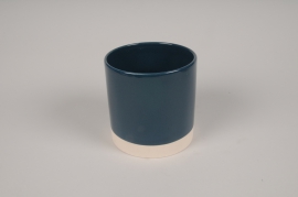 A028AA Blue ceramic planter D13cm H13cm
