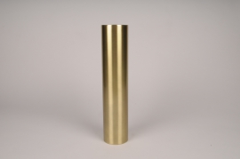 A028E0 Bougeoir cylindre métal or D7.5cm H34.5cm