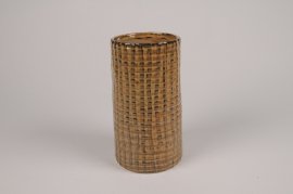 A028L1 Vase en céramique marron clair D11cm H20cm