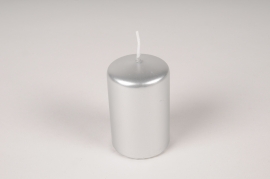 A028RP Bag of 12 silver cylinder candles D5cm H8cm