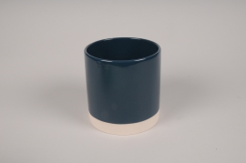 A029AA Blue ceramic planter D15cm H15.5cm