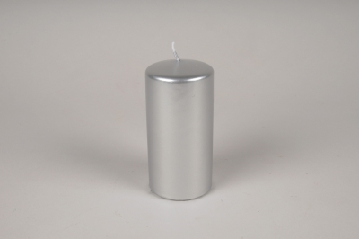 A029RP Bo�te de 8 bougies cylindres argent D6cm H12cm