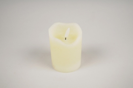 A030A1 Ivory wax candle LED D7.5cm H10cm