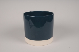 A030AA Blue ceramic planter D18cm H17cm