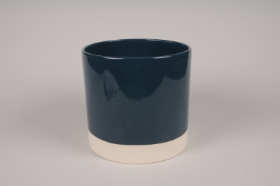 A030AACache-pot en c�ramique bleu D18cm H17cm
