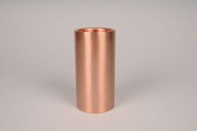 A030E0 Bougeoir cylindre m�tal cuivre D7.5cm H15cm