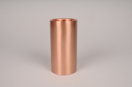 A030E0 Bougeoir cylindre métal cuivre D7.5cm H15cm