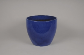 A030YD Pot en céramique émaillée bleu D56cm H51cm