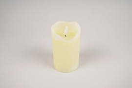 A031A1 Ivory wax candle LED D7.5cm H12.5cm