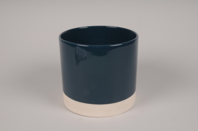 A031AA Blue ceramic planter D20.5cm H19cm