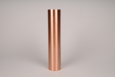 A031E0 Bougeoir cylindre m�tal cuivre D7.5cm H35cm