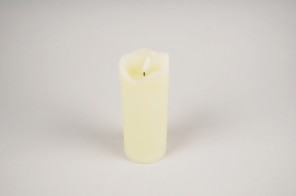 A032A1 Ivory wax candle LED D7.5cm H15cm