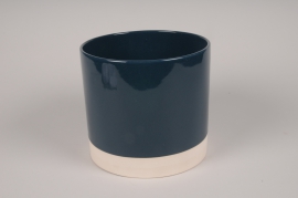 A032AA Blue ceramic planter D22.5cm H22cm