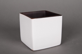 A032QS Planter ceramic cube white 13x13cm H13cm