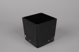 A033I0 Glass cube vase black 10x10cm H10cm