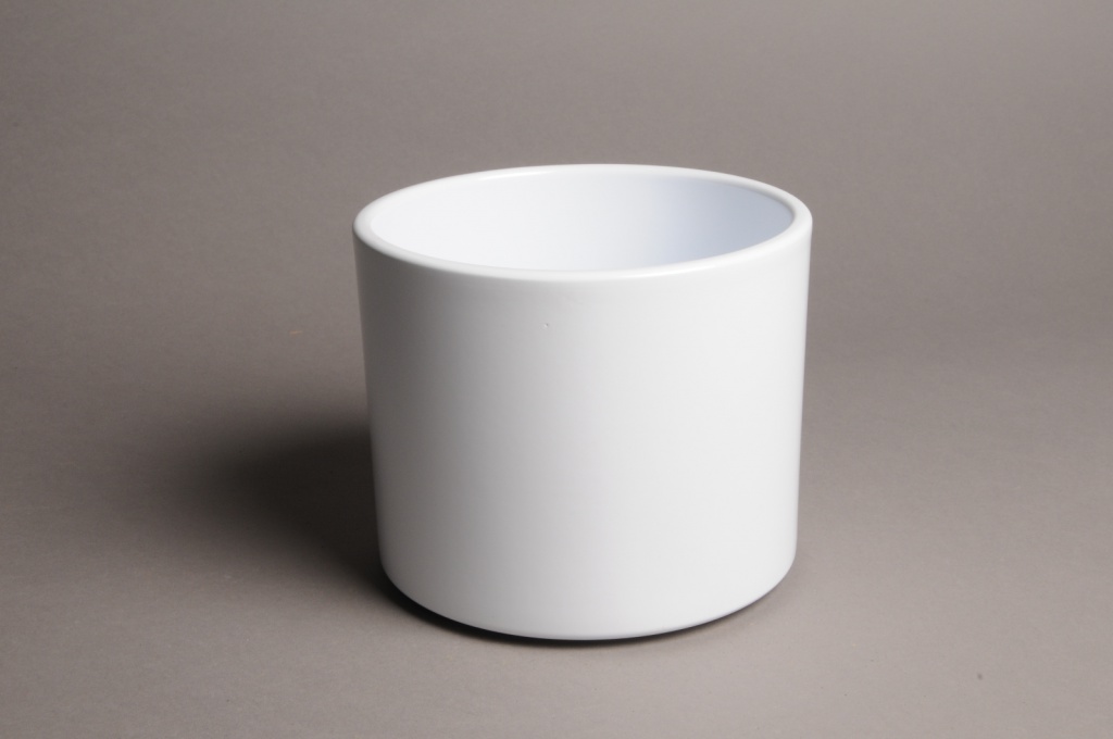 Cache-pot en céramique blanc D17.5cm H14cm