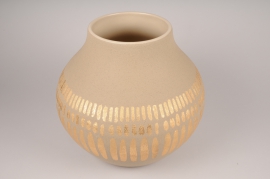 A034I4 Vase en céramique taupe D36cm H40cm