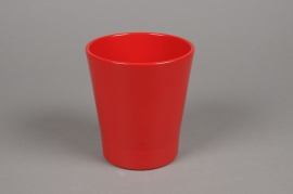 A034PP Cache-pot en céramique rouge D13cm H14cm