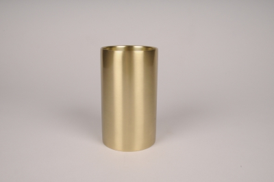 A036E0 Bougeoir cylindre m�tal or D8.5cm H15cm