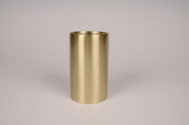 A036E0 Bougeoir cylindre métal or D8.5cm H15cm