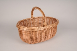 A036MZ Wicker basket planter with handle 41x28cm H17.5cm