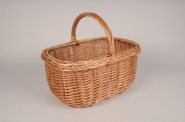 A037MZ Wicker basket planter with handle 39x32cm H18cm