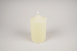 A038A1 White wax candle LED D10cm H20cm
