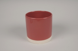 A038AA Pink ceramic planter D15cm H15.5cm