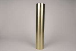 A038E0 Bougeoir cylindre métal or D9cm H55cm