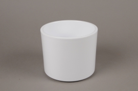 A039A8 White ceramic planter D15.5cm H13cm