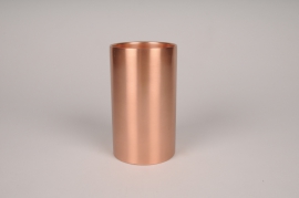A039E0 Bougeoir cylindre métal cuivre D8.5cm H15cm
