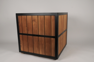 A039TT Bac en teck naturel et m�tal 60x60cm H60cm