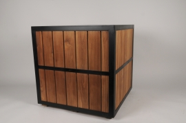 A039TT Natural teak and metal planter 60x60cm H60cm