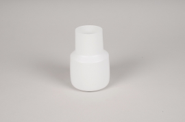 A040CC Vase en métal blanc D9cm H13.5cm