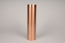 A040E0 Bougeoir cylindre métal cuivre D8.5cm H35cm