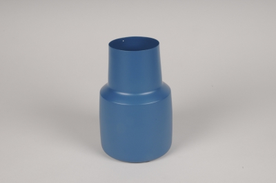 A041CC Blue metal vase D11.5cm H18cm