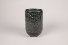 A041L1 Peacock blue ceramic vase D13.5cm H20cm